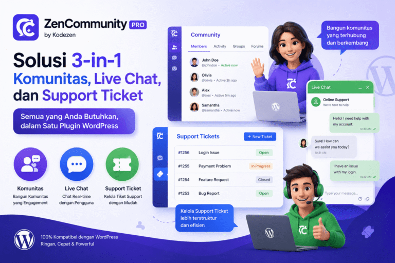 ZenCommunity Pro by Kodezen Solusi 3-in-1 Komunitas, Live Chat, dan Support Ticket di WordPress
